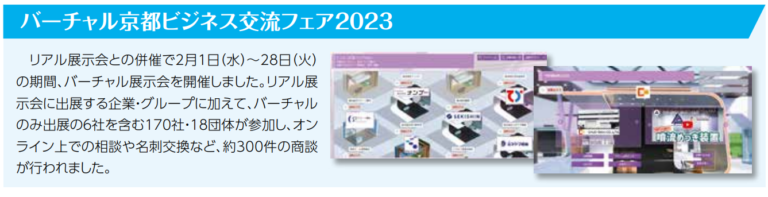 京都ビジネス交流フェア2023(02/01-28)にバーチャル出展しました